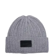 Шапка бини в рубчик с нашивкой-логотипом