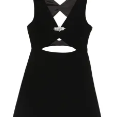 Платье мини с вырезами и брошью