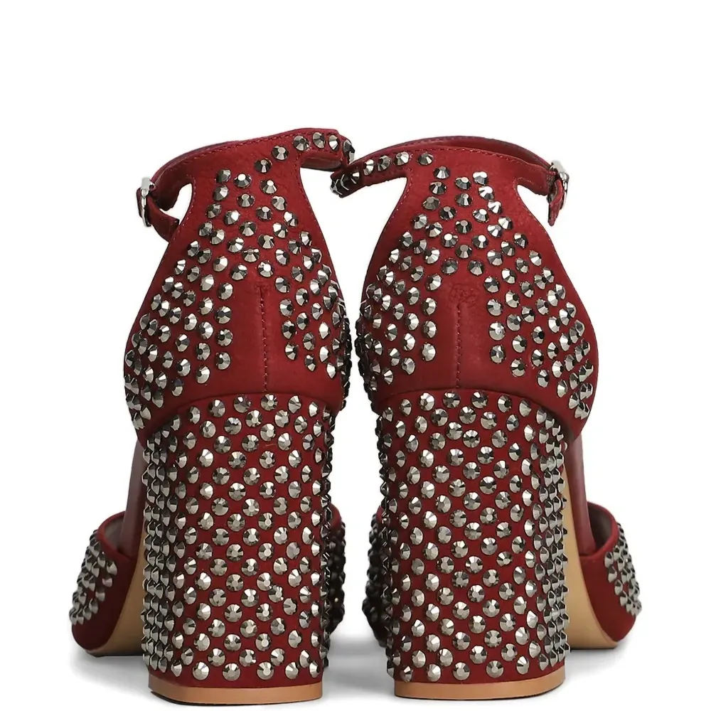 Босоножки с заклёпками на каблуке 90 мм