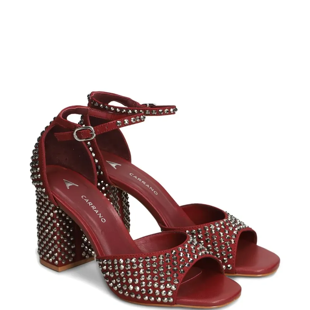 Босоножки с заклёпками на каблуке 90 мм