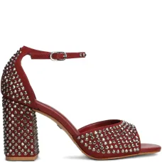 Босоножки с заклёпками на каблуке 90 мм