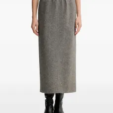 Юбка макси с эластичным поясом и узором в елочку