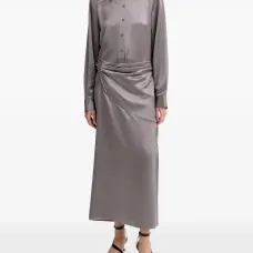 Платье-рубашка макси со сборками