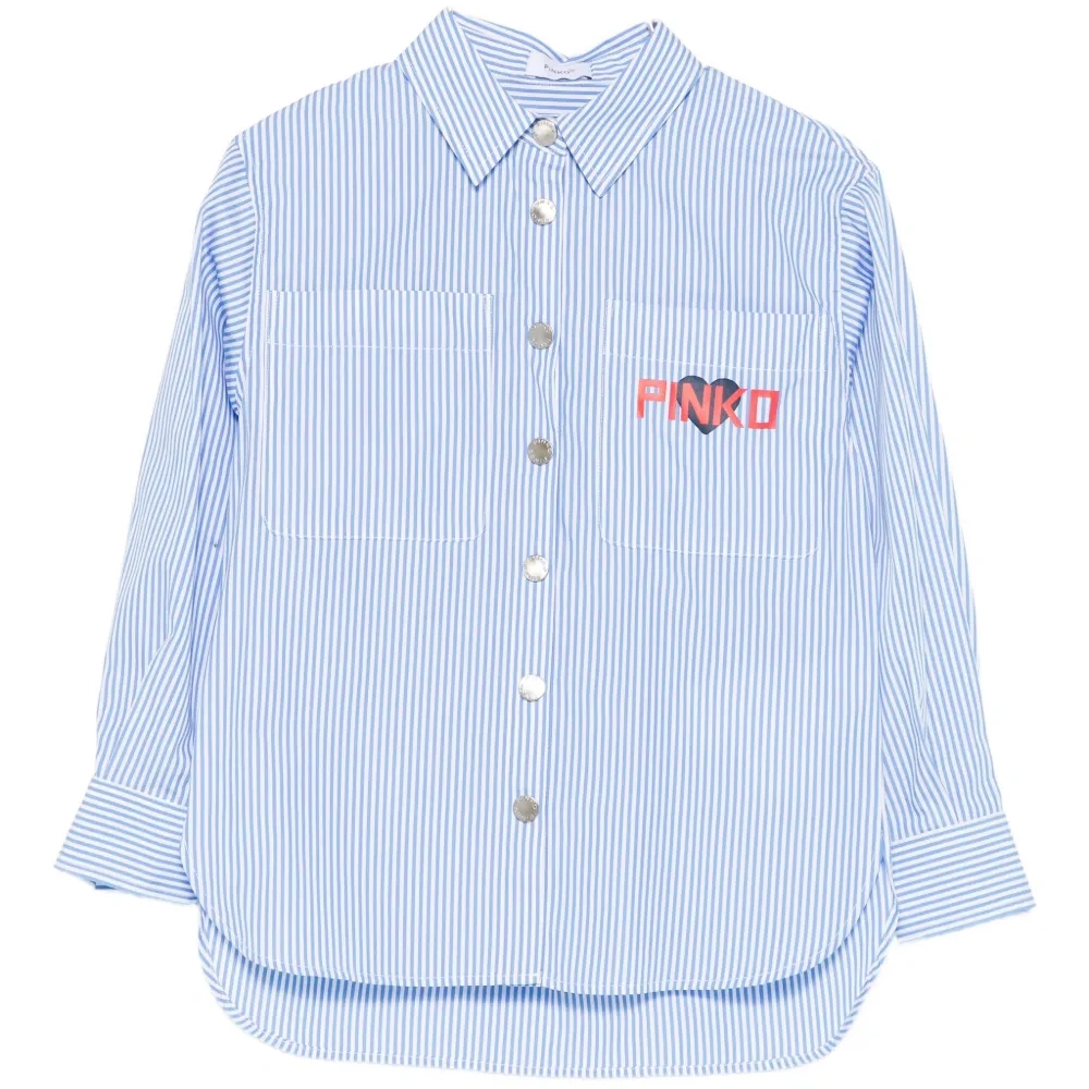 Рубашка в полоску с принтом логотипа