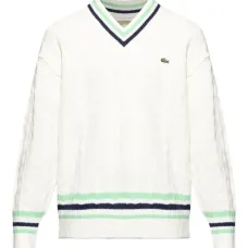 Джемпер с V-образным вырезом и косичной вязкой