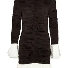 Платье мини с длинными рукавами и сборками Платье мини с длинными рукавами и сборками