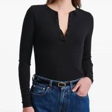 Рифленый топ с пуговицами Henley