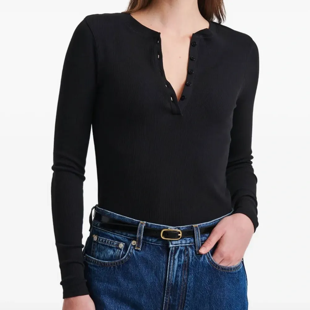 Рифленый топ с пуговицами Henley