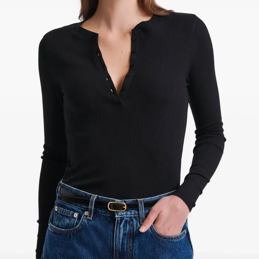 Рифленый топ с пуговицами Henley