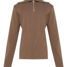 Вязаный свитер на молнии с воротником