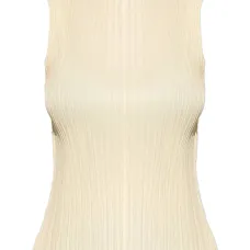 Плиссированный топ с высоким воротником