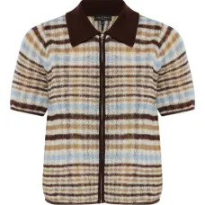 Полосатый вязаный джемпер на молнии