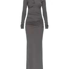 Драпированное макси-платье с длинными рукавами Драпированное макси-платье с длинными рукавами