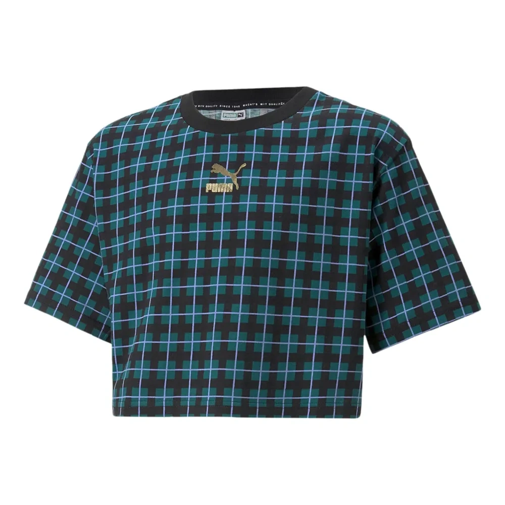 Клетчатая укороченная футболка