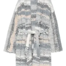 Кардиган с бахромой и поясом