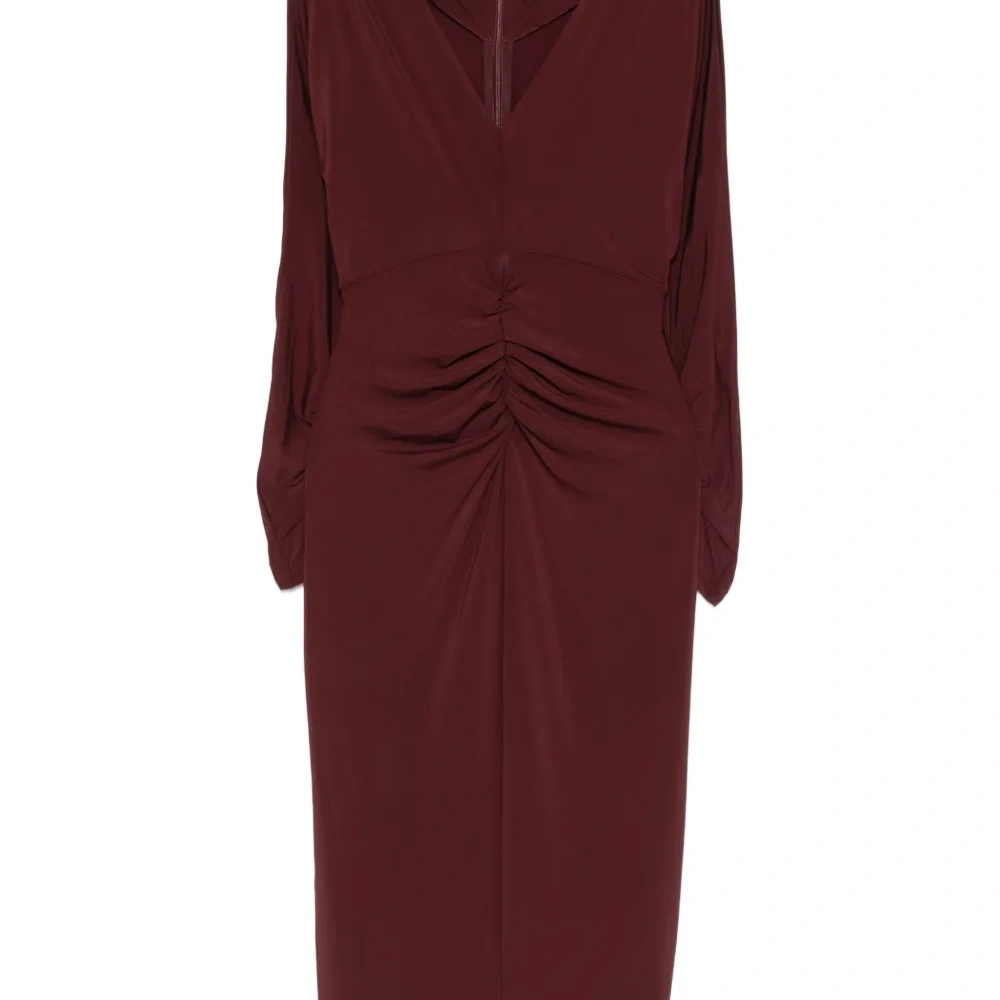 Платье миди с длинными рукавами и драпировкой