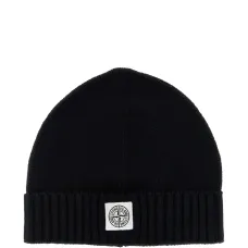 Шапка-бини в рубчик с нашивкой-логотипом