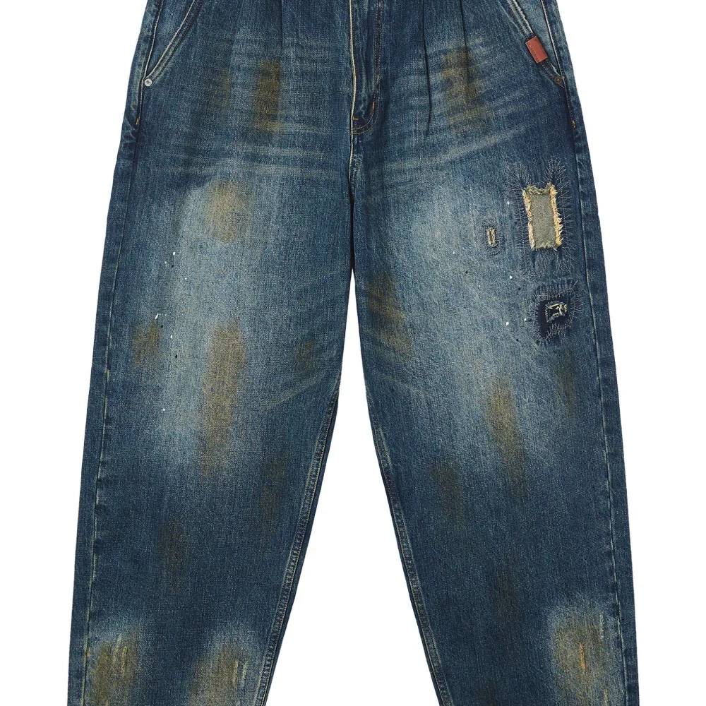 Джинсы в технике пэчворк