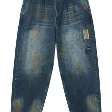 Джинсы в технике пэчворк