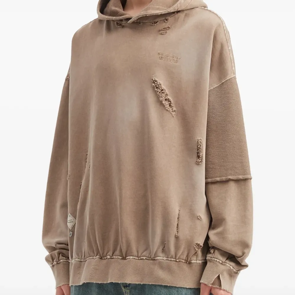 Худи с эффектом потертости и панелями