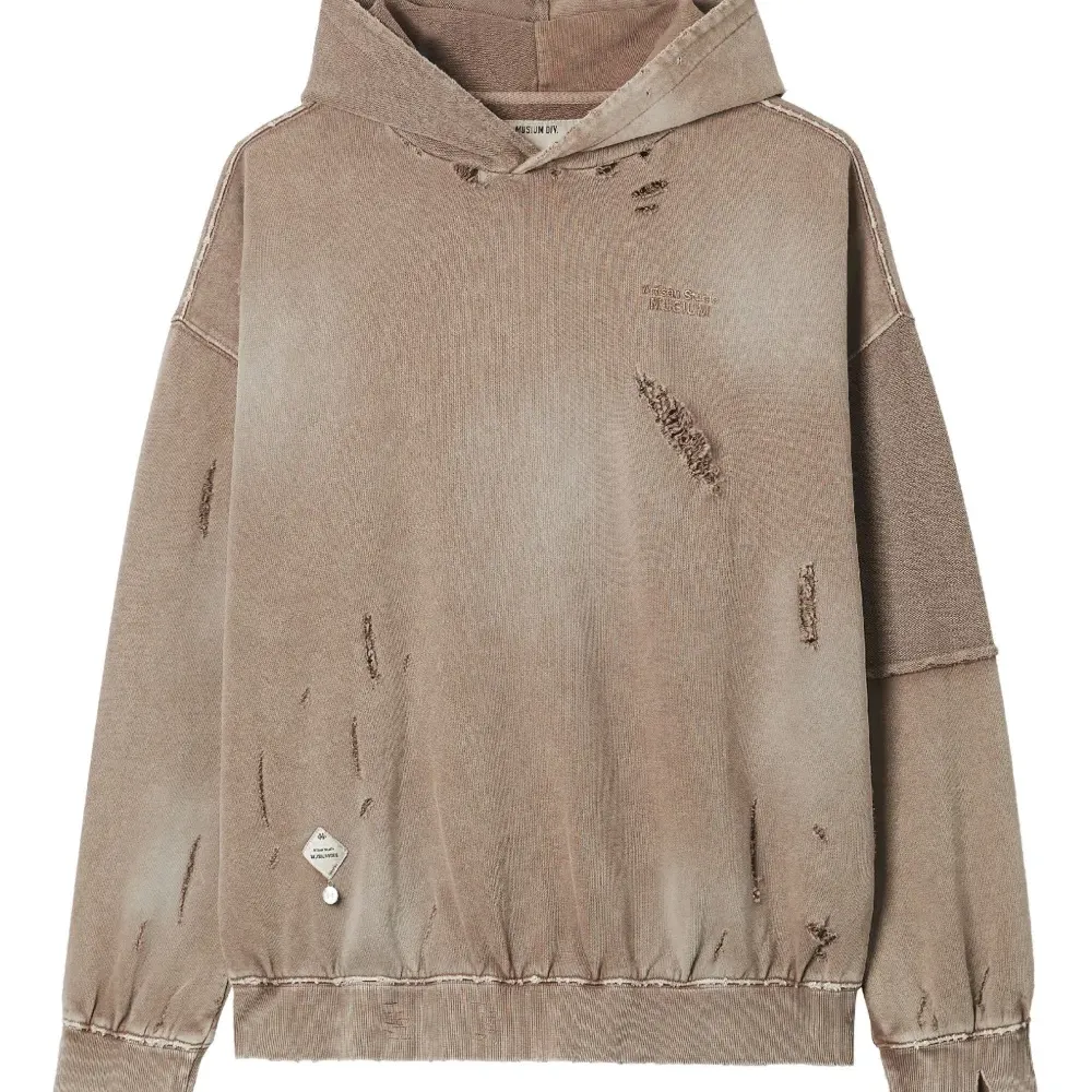 Худи с эффектом потертости и панелями