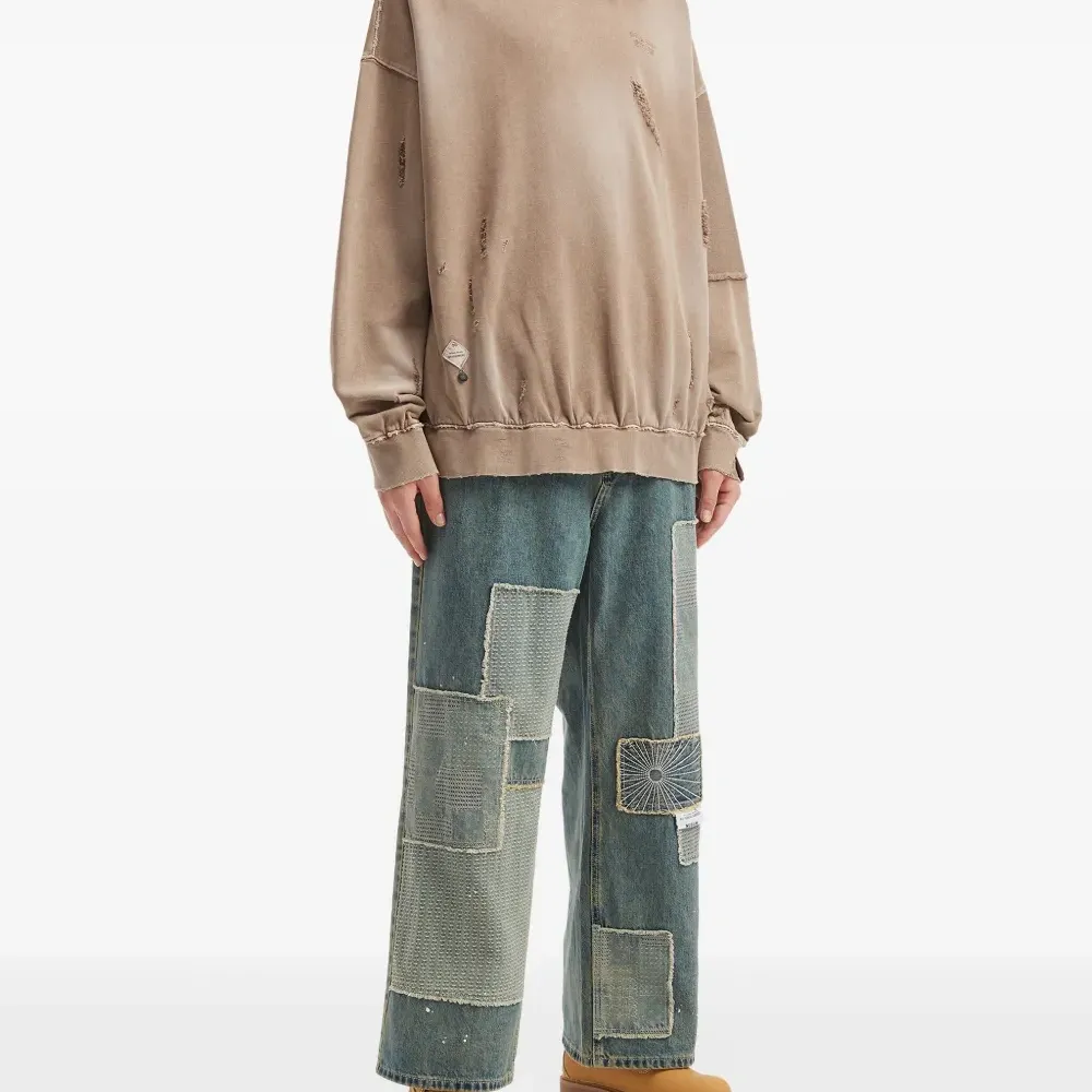 Худи с эффектом потертости и панелями