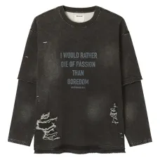 Свитшот с эффектом состаренности и многослойности