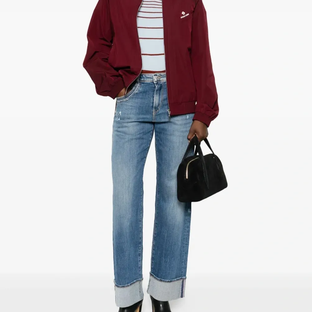 Джинсы прямого кроя с отворотами