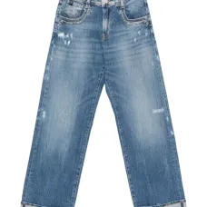 Джинсы прямого кроя с отворотами