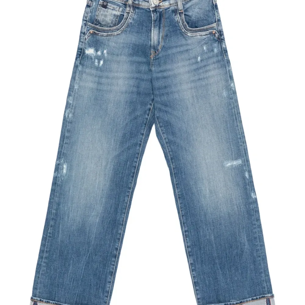 Джинсы прямого кроя с отворотами