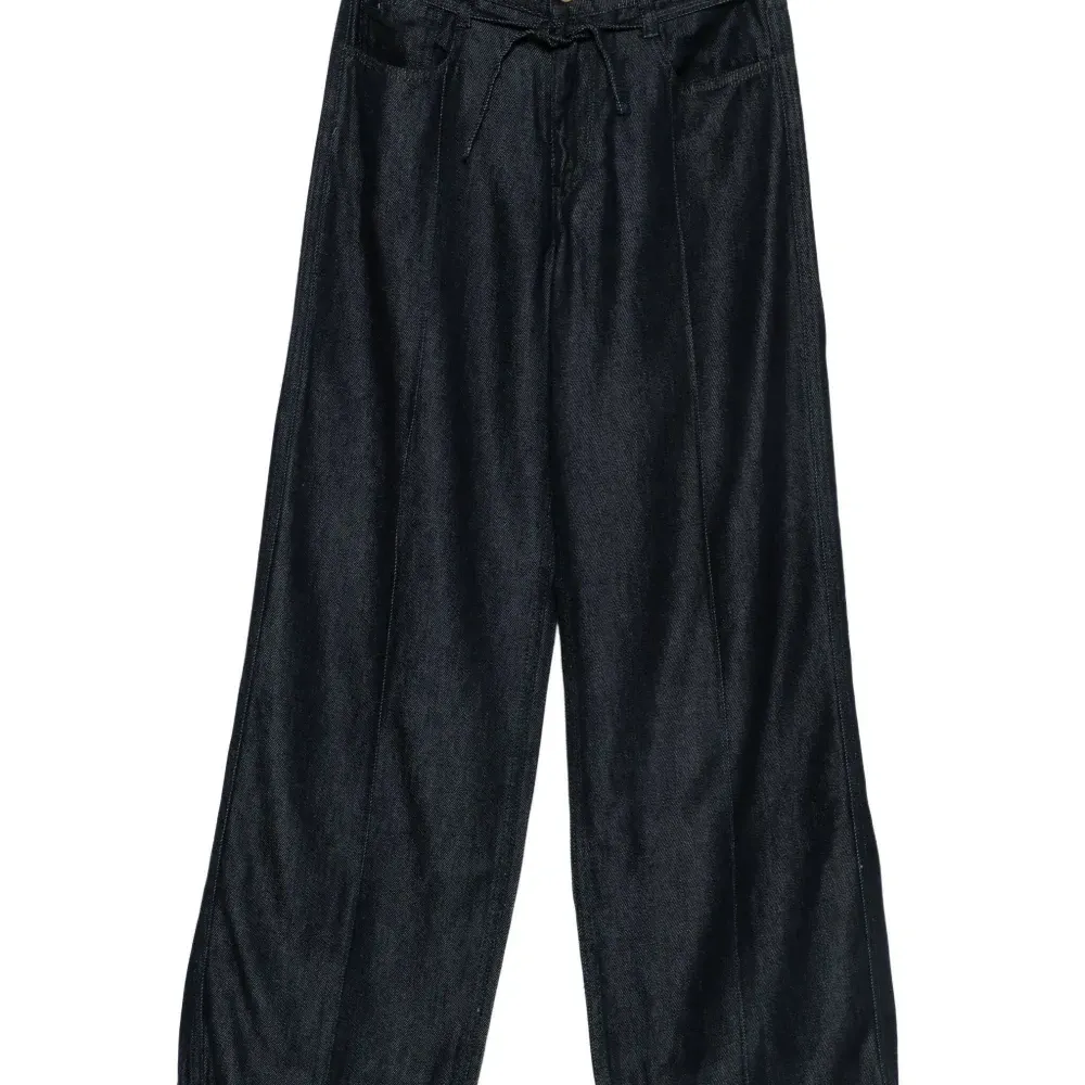 Джинсы свободного кроя из денима на кулиске