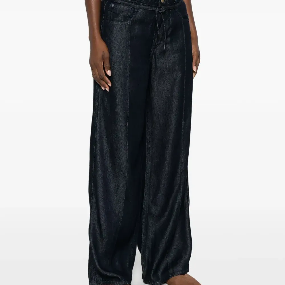 Джинсы свободного кроя из денима на кулиске