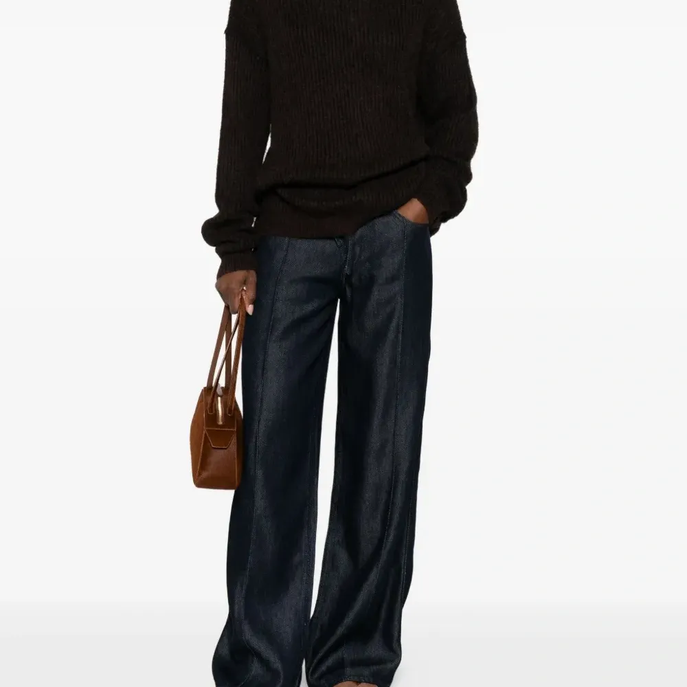 Джинсы свободного кроя из денима на кулиске