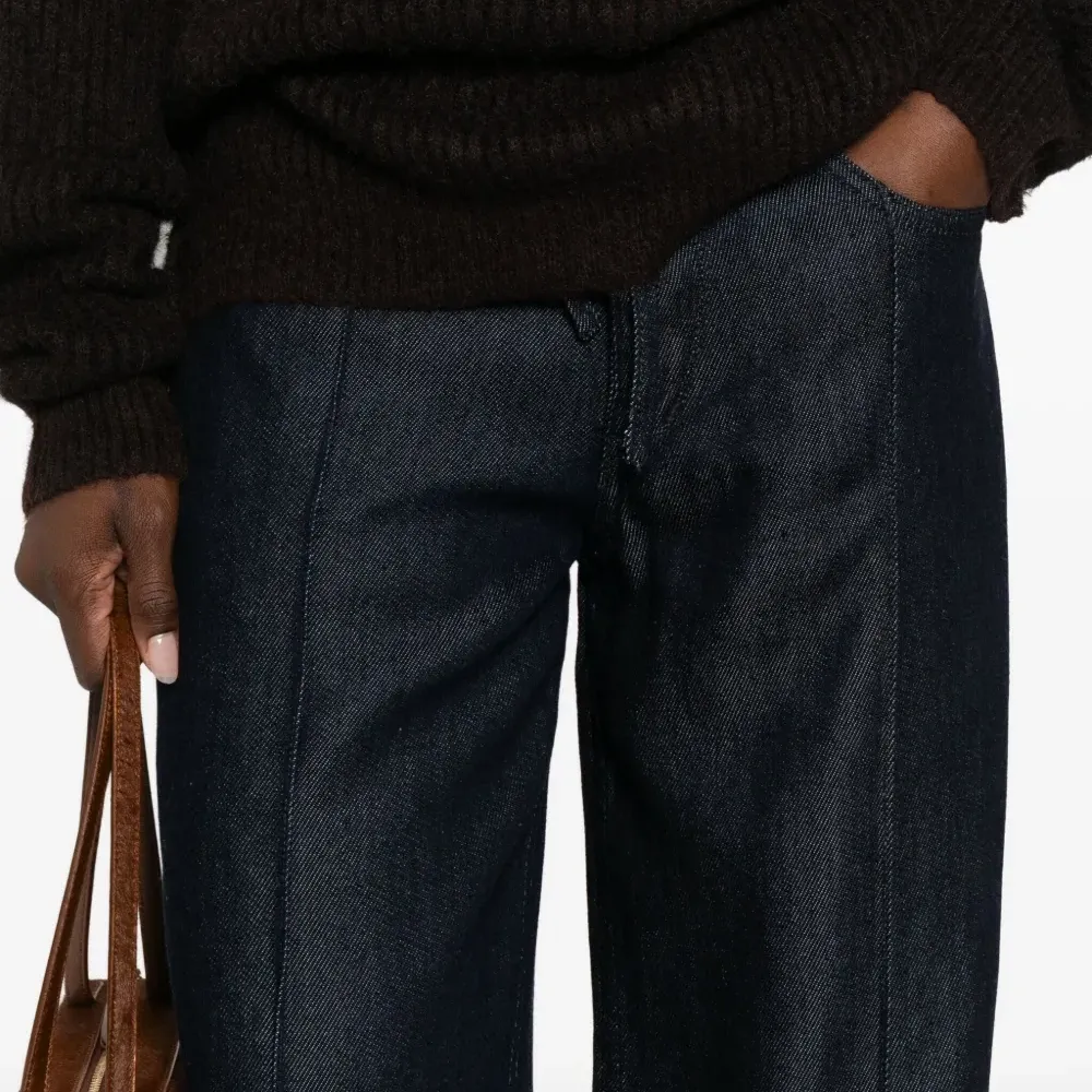 Джинсы свободного кроя из денима на кулиске