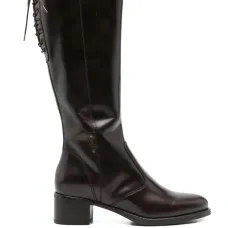 Кожаные сапоги до колена