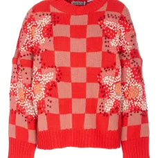 Вышитый свитер в клетку