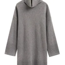 Мини-платье в рубчик с воротником-гольф