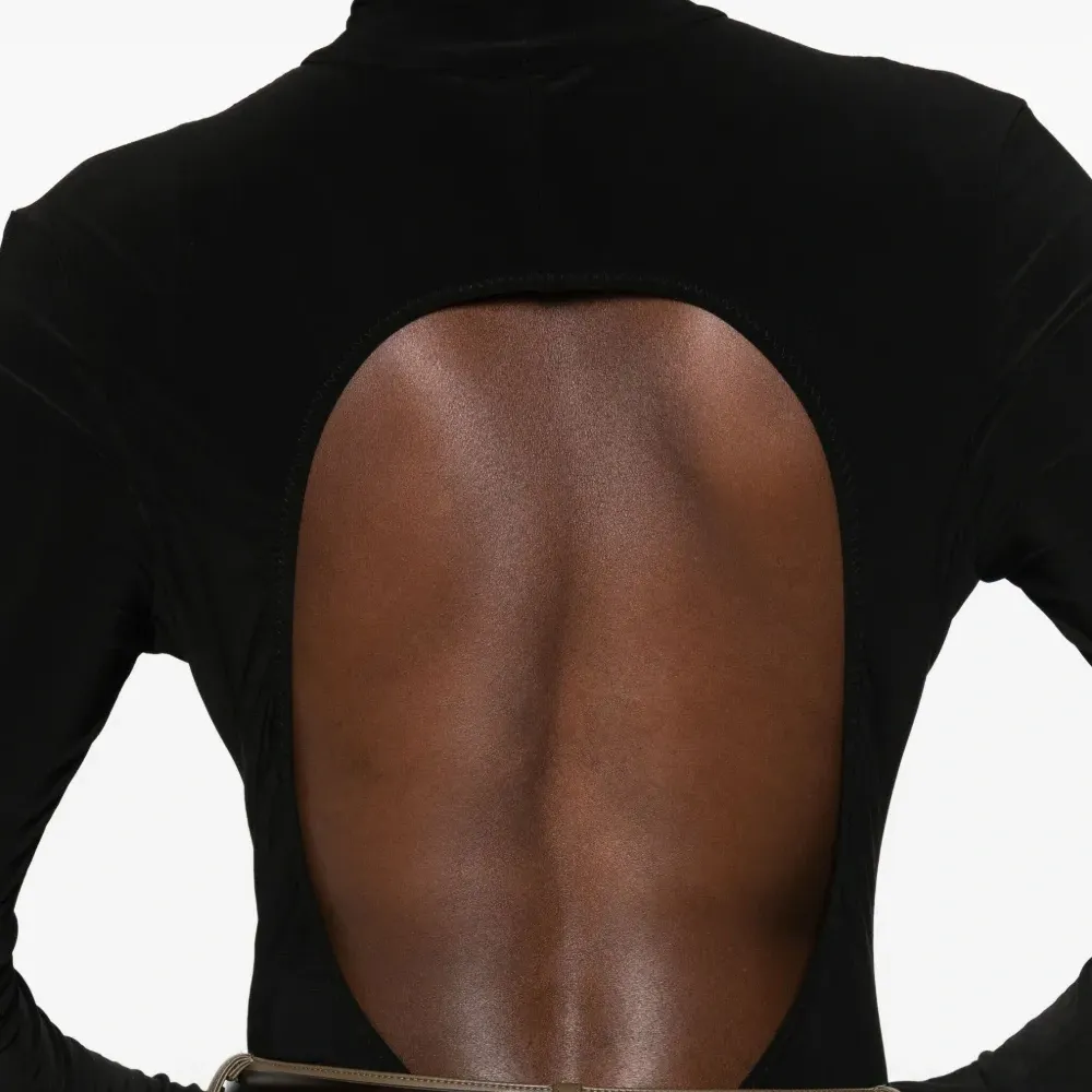 Боди с длинными рукавами и воротником-стойкой