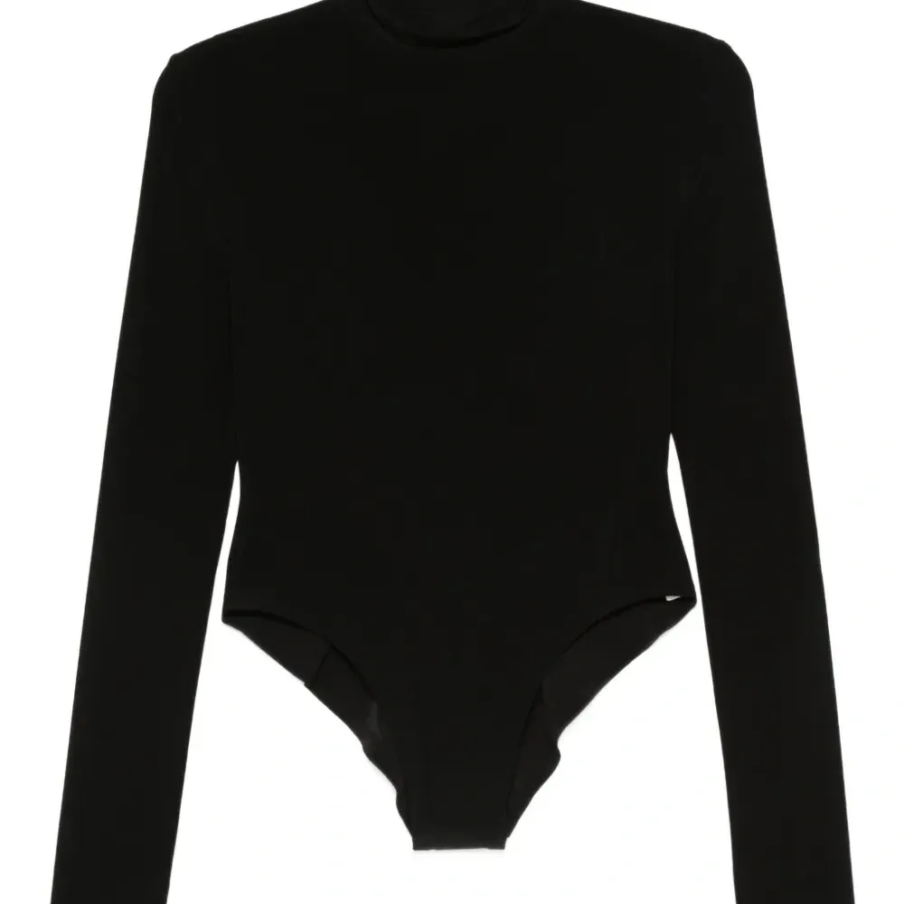 Боди с длинными рукавами и воротником-стойкой