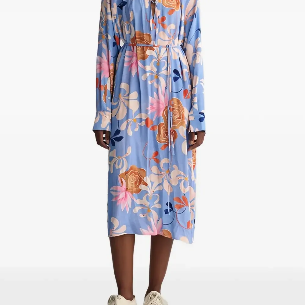 Платье миди с цветочным принтом и завязками