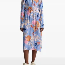 Платье миди с цветочным принтом и завязками