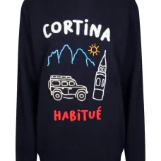 Свитер с вышивкой цапли и круглым вырезом