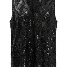 Топ с V-образным вырезом и пайетками