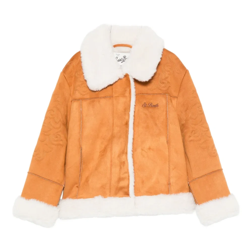 Куртка с вышитым логотипом и воротником из искусственного меха