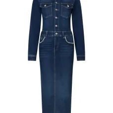 Джинсовое платье-рубашка с логотипом