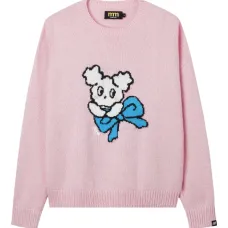 Джемпер с круглым вырезом и вязкой интарсия