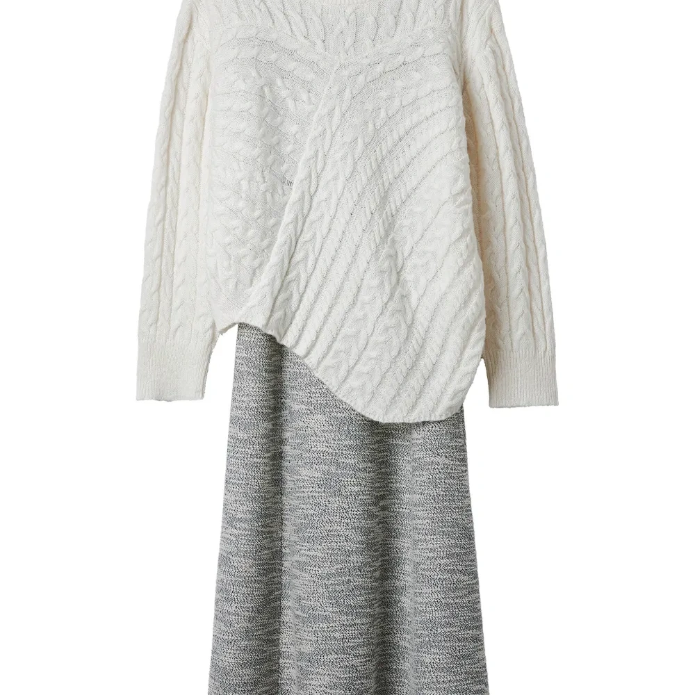 Комплект из макси-платья и свитера с эффектом меланжа