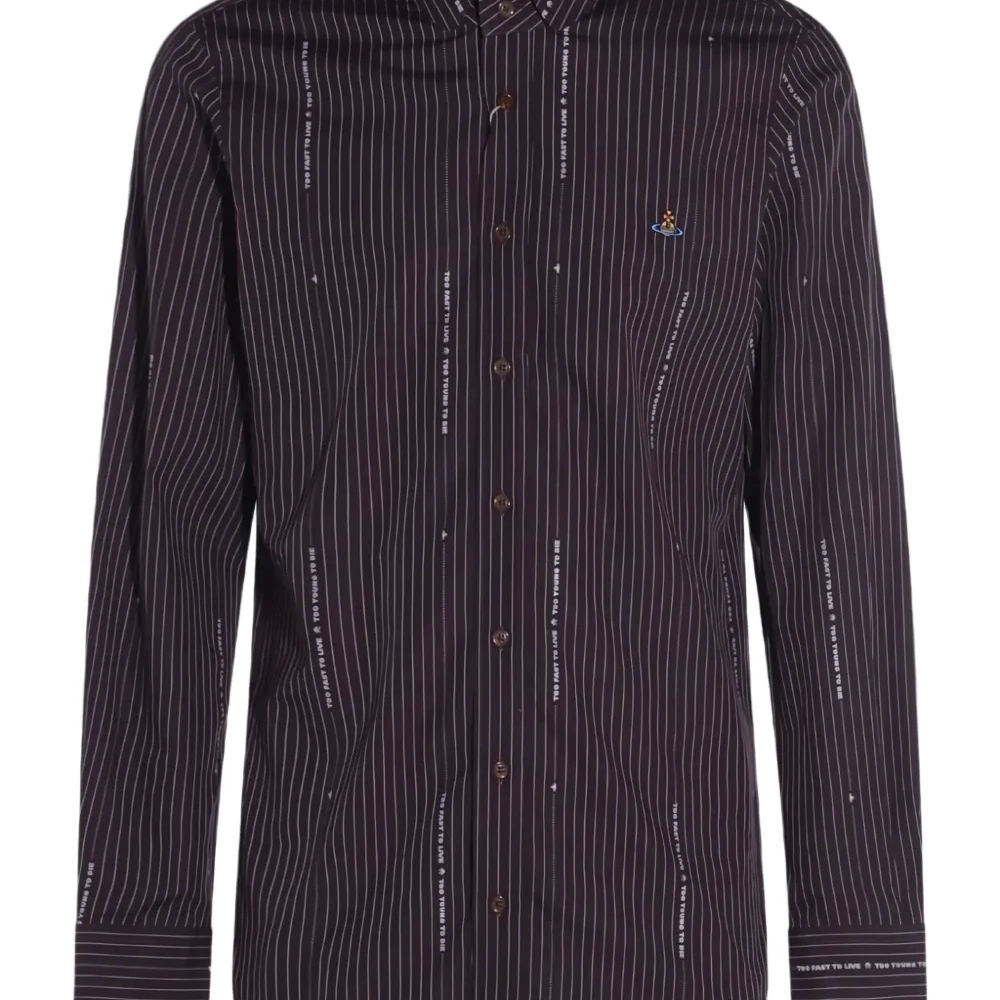 Полосатая рубашка с вышитым логотипом