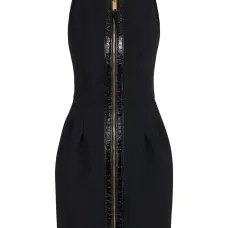 Мини-платье с кожаной планкой Мини-платье с кожаной планкой