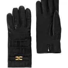 Кожаные перчатки с тиснением под крокодила и логотипом